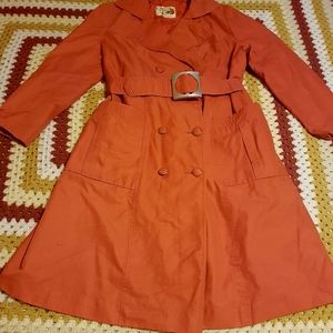 1970s orange belted trench sz Med/LG